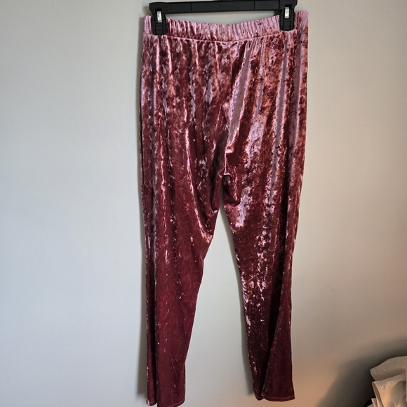 Urban Renewal Velvet Mauve Flare Sz L Large 70s Center Slit Festival Pants - Picture 9 of 12